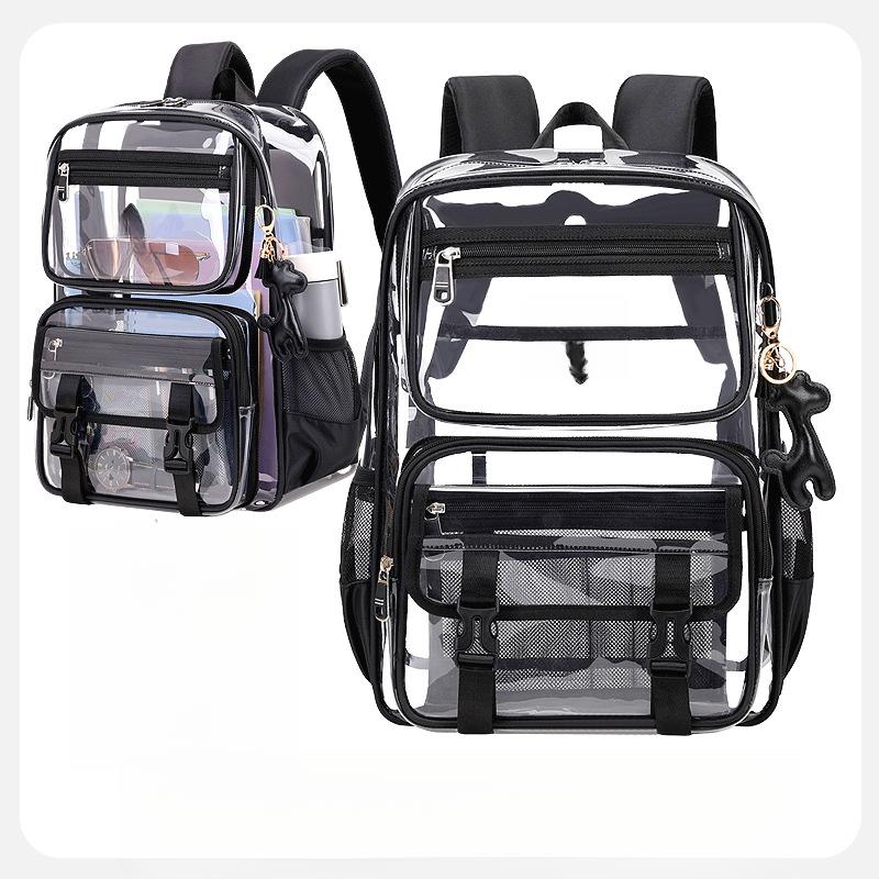 Clear Backpack, Heavy Duty Transparent Bookbag Girls Women, Stadium Approved See Through Backpack with Lunch Box