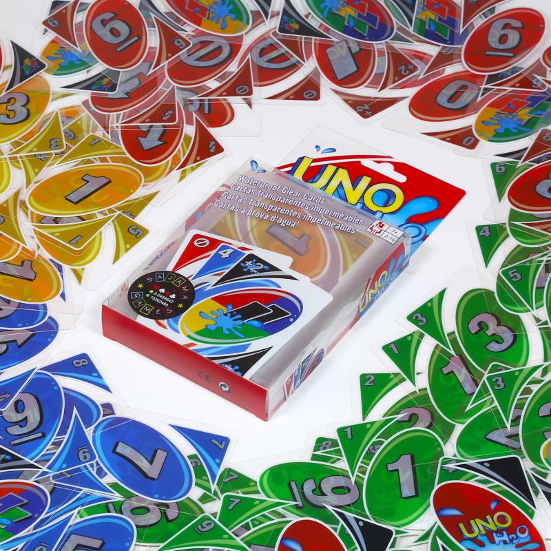 IN STOCK Board Games UNO H2O Card Game WaterProof Pressure Proof PVC Plastic Transparent Kids Toys Playing Cards Family and Friends Gathering Supply
