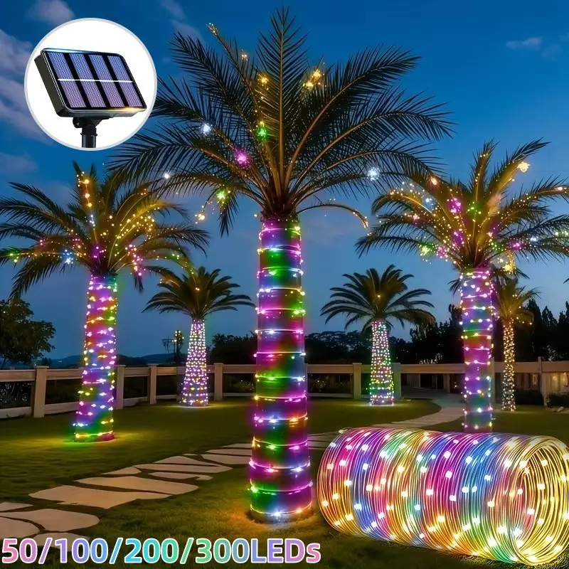 Outdoor Solar-powered LED Rope Lights - LED Fairy String Lights, Decorative String Lights, Garden Decorative Lighting, 8-mode Solar-powered Rope Tube Lights, Suitable for Decorating Courtyards, Gardens, Weddings, Christmas, and Halloween