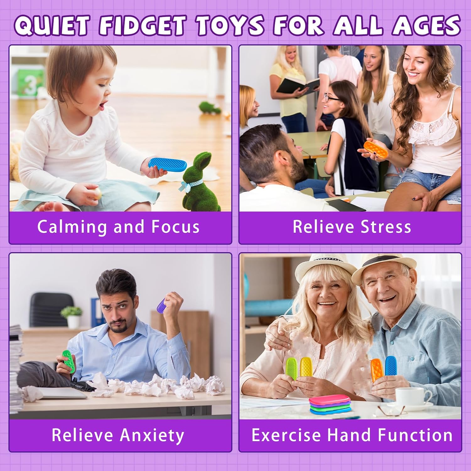 Colorful Sensory Fidget Toys, 8pcs/16pcs Multiple Textured Suction Toys, Fidget Strips Stress Relief Fidgeting Toy for Home School Office