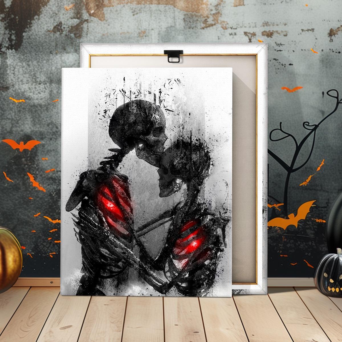 Ghost in The Bathtub Pattern Canvas Painting Framed, 1 Count Halloween Themed Modern Wall Art Painting, Wall Art Decor for Home Living Room Bedroom Office