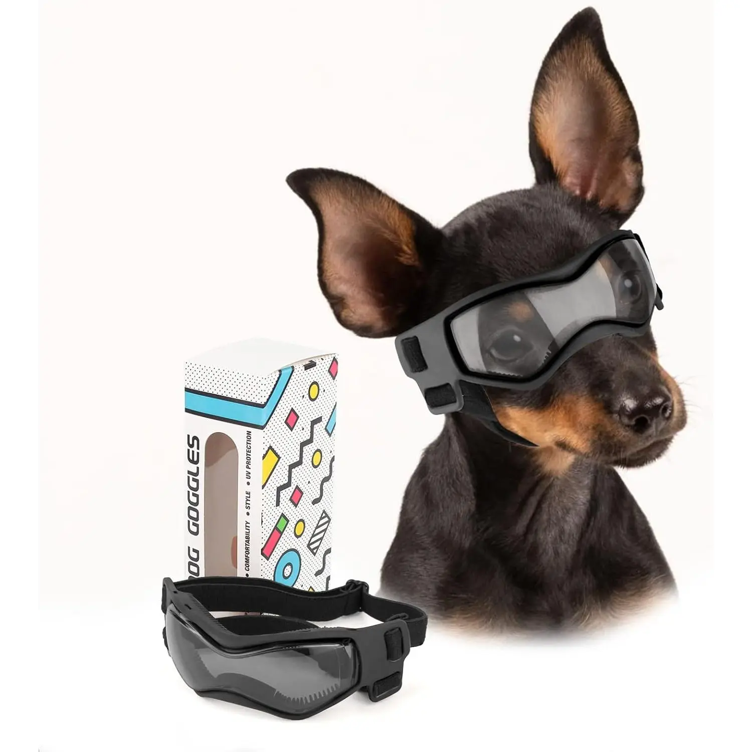 Goggles Small Breed,  Sunglasses UV Protection Puppy Eyewear for Small  Outdoor Riding Driving, Black S