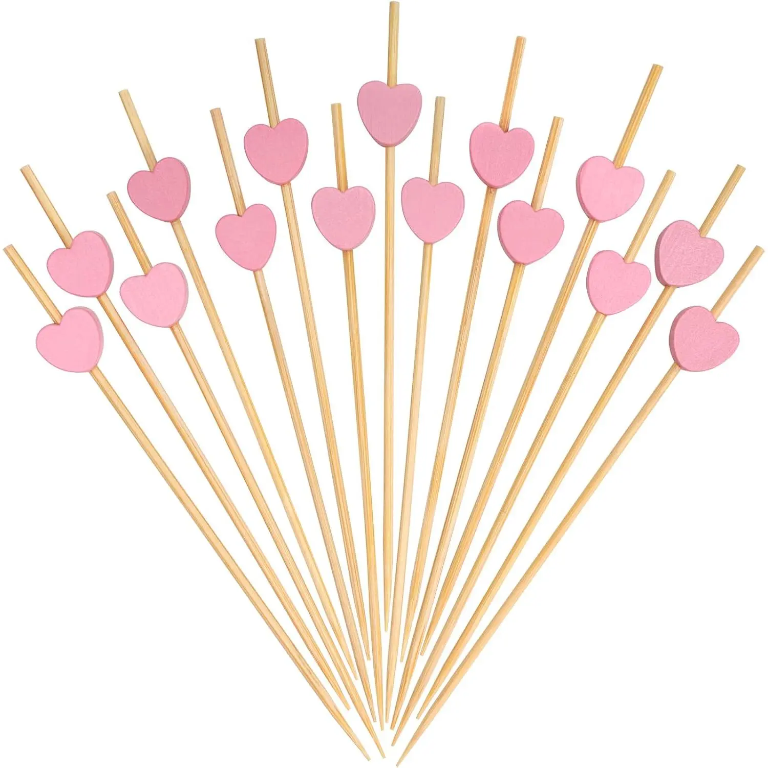 Love Heart  Picks, 4.7 Inch Long  Fancy Toothpicks for Appetizers, Decorative Bridal Wedding Valentines Party  Drinks Garnish Fruit Skewer Sticks 100 Counts -MSL134
