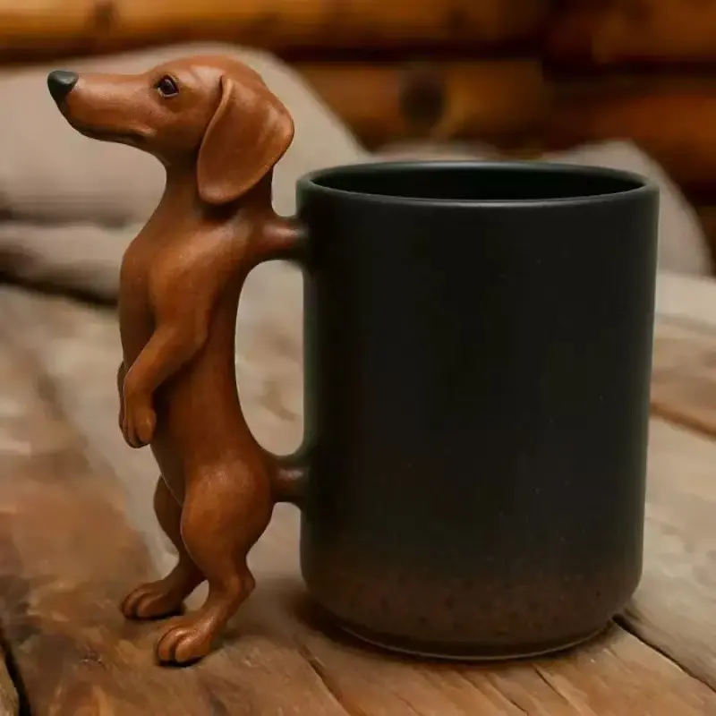 Creative Resin Dachshund Mug, Office Home Ornament Gift Coffee Mug