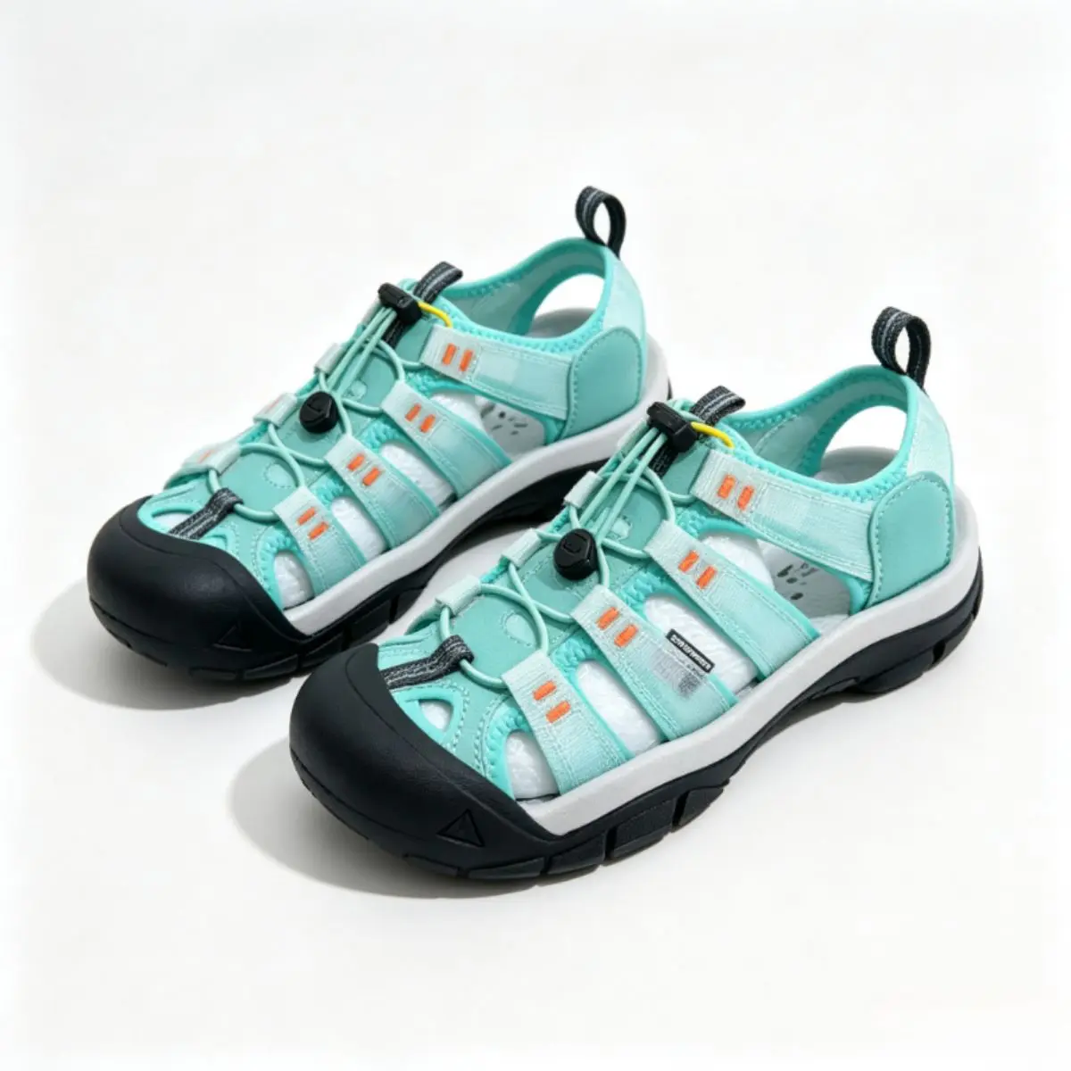 Chunky Closed Toe Protective Outdoor Sandals Lightweight Breathable Webbing Straps Auto Lock Bungee Laces Shock Absorb Comfort Footbed Anti Slip Deep Tread Sole Quick Dry Water Sandals For Women Men Travel Lake Trail Daily Casual Wear