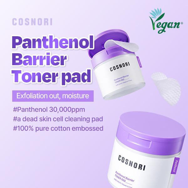 [COSNORI] Panthenol Barrier Toner Pad (60 Pads) | D-Panthenol Toner Pads | Vegan-Certified, Soothing for Sensitive Skin