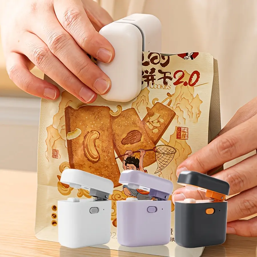 Portable Mini Sealer Machine, USB Rechargeable, Long Battery Life, Quick Seal, Magnetic Adhesive, Ideal for Snacks, Food Preservation, Kitchen, Office, Camping, Vacuum Sealer