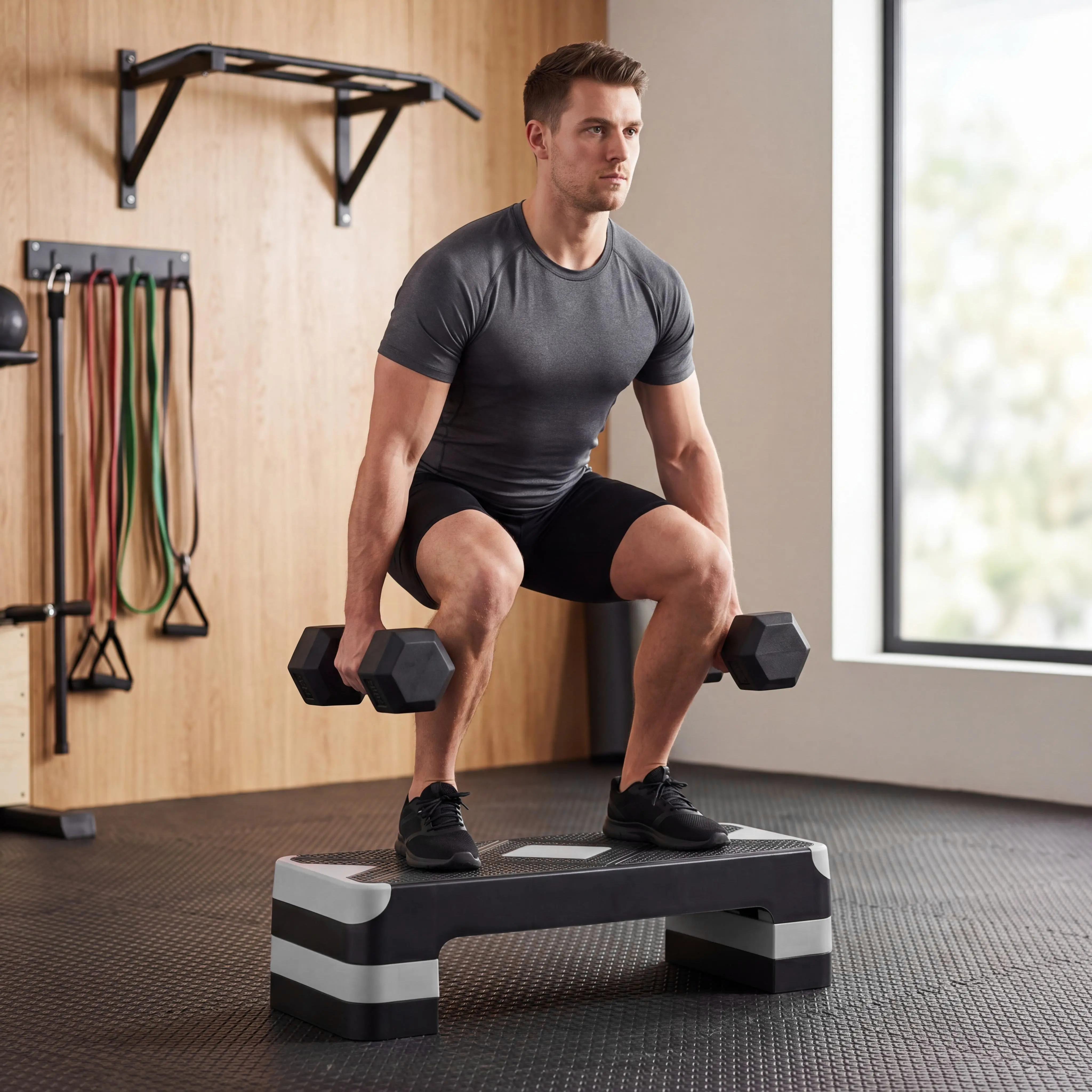 Adjustable Size Cardio Exercise Step Platform with 3-Level Risers, 27-Inch Non-Slip Bench for Home Fitness, Balance Training Home Gym Equipment