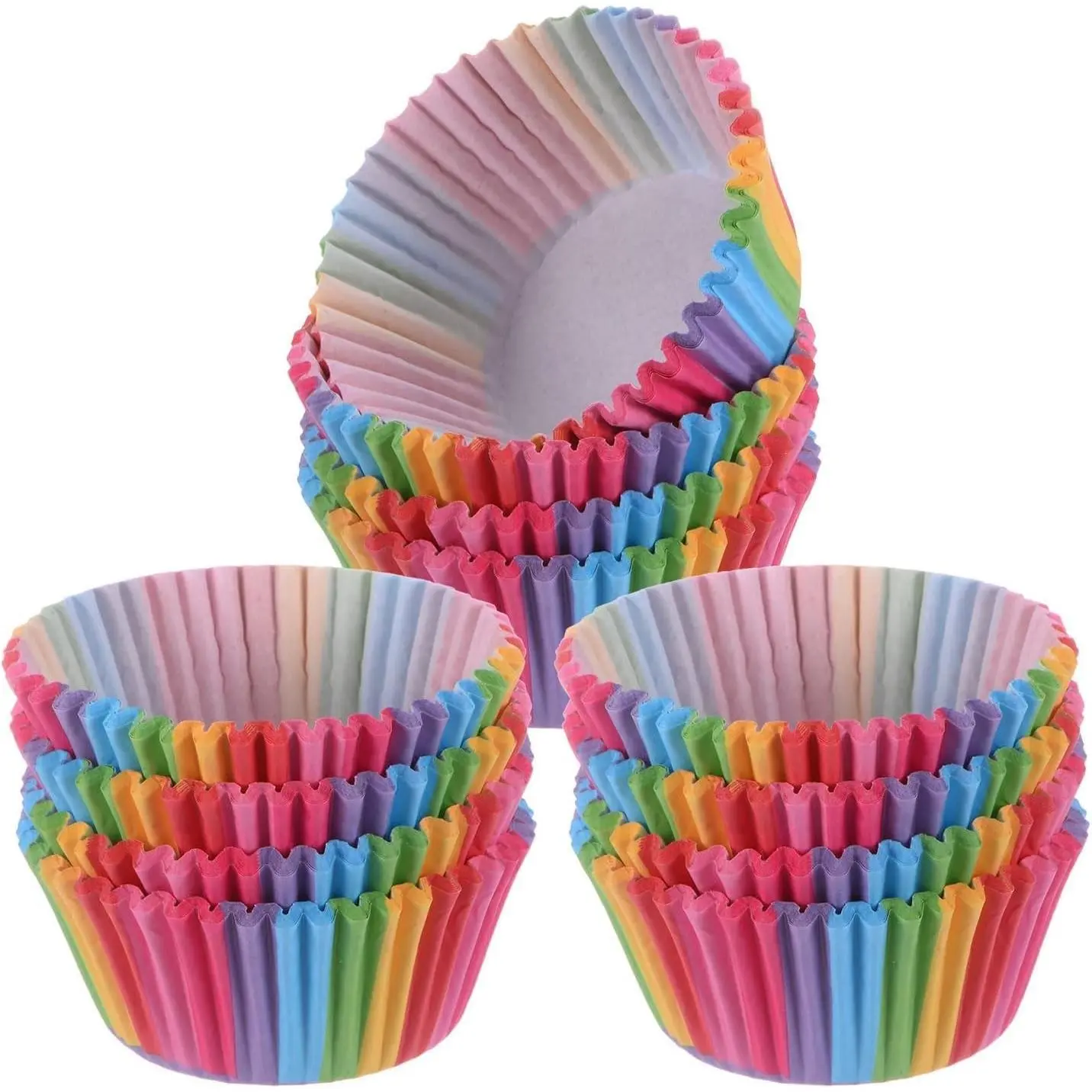 100 Pack Rainbow Cupcake Liners, Standard Size Greaseproof Baking Cups | Colorful Muffin Wrappers for Birthday Party, Wedding, Cupcake Liners for Baking