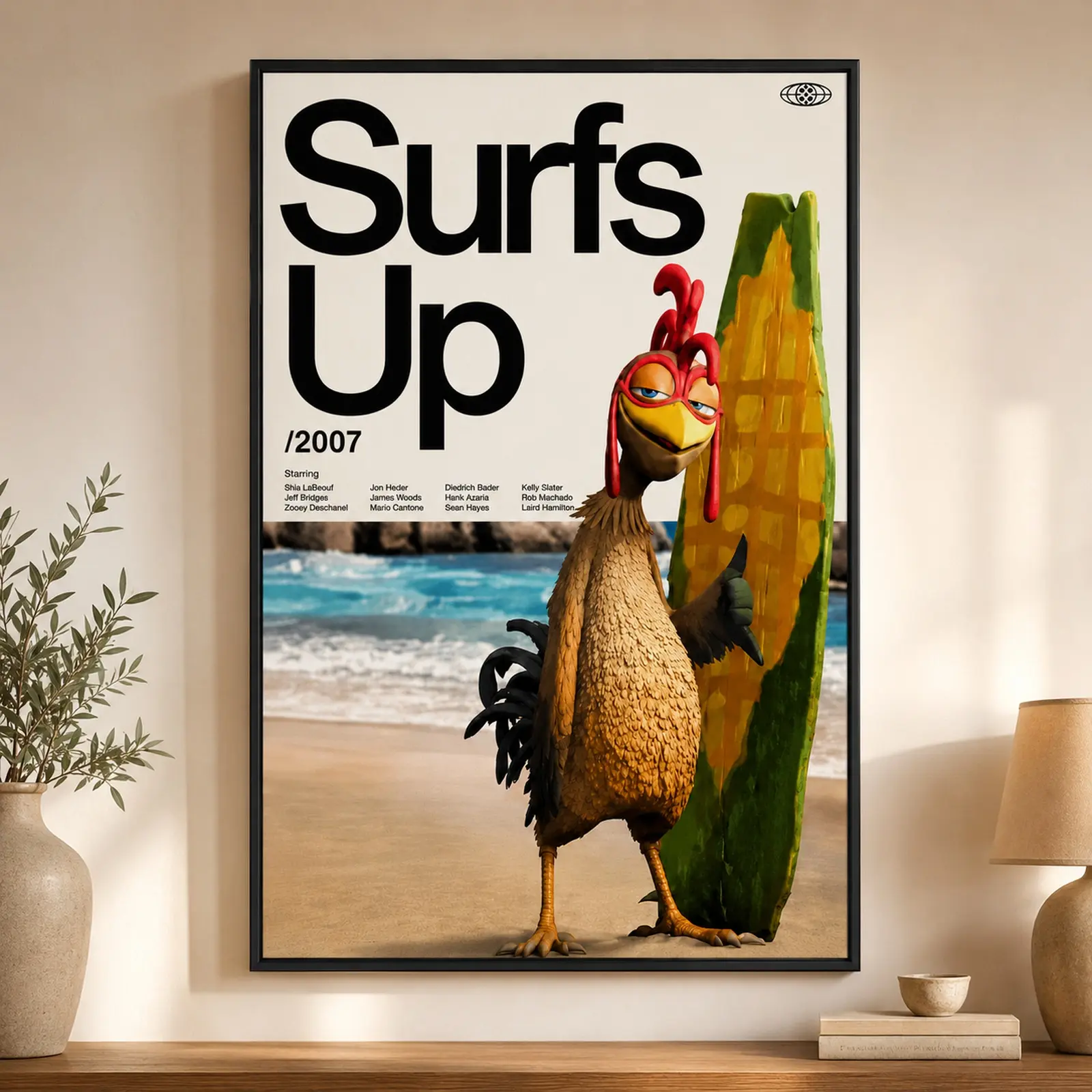 Surf's Up Chicken Joe Poster, Premium Film Artwork Print, Movie Wall Art, Surfing Decor, Bedroom & Room Decor, Cartoon Fan Gift, Aesthetic Wall Decor, Animated Movie Poster, Coastal Room Decor, Funny Character Art, Surfer Gift, Kids Room Decor