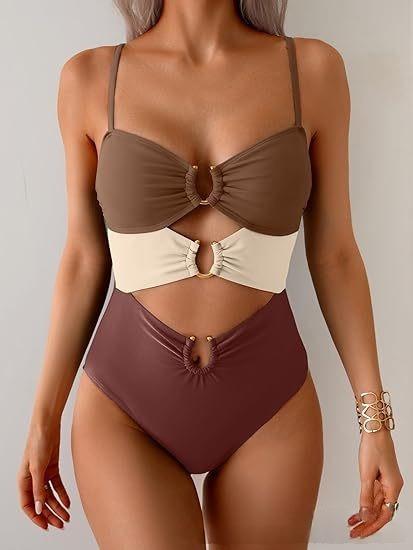 1 Piece Swimsuit for Women Ring Linked Sexy Bathing Suit Cutout Swim Suit Swimwear Swimsuits Beachwear,Swimsuits Slimming Bikini Swimwear