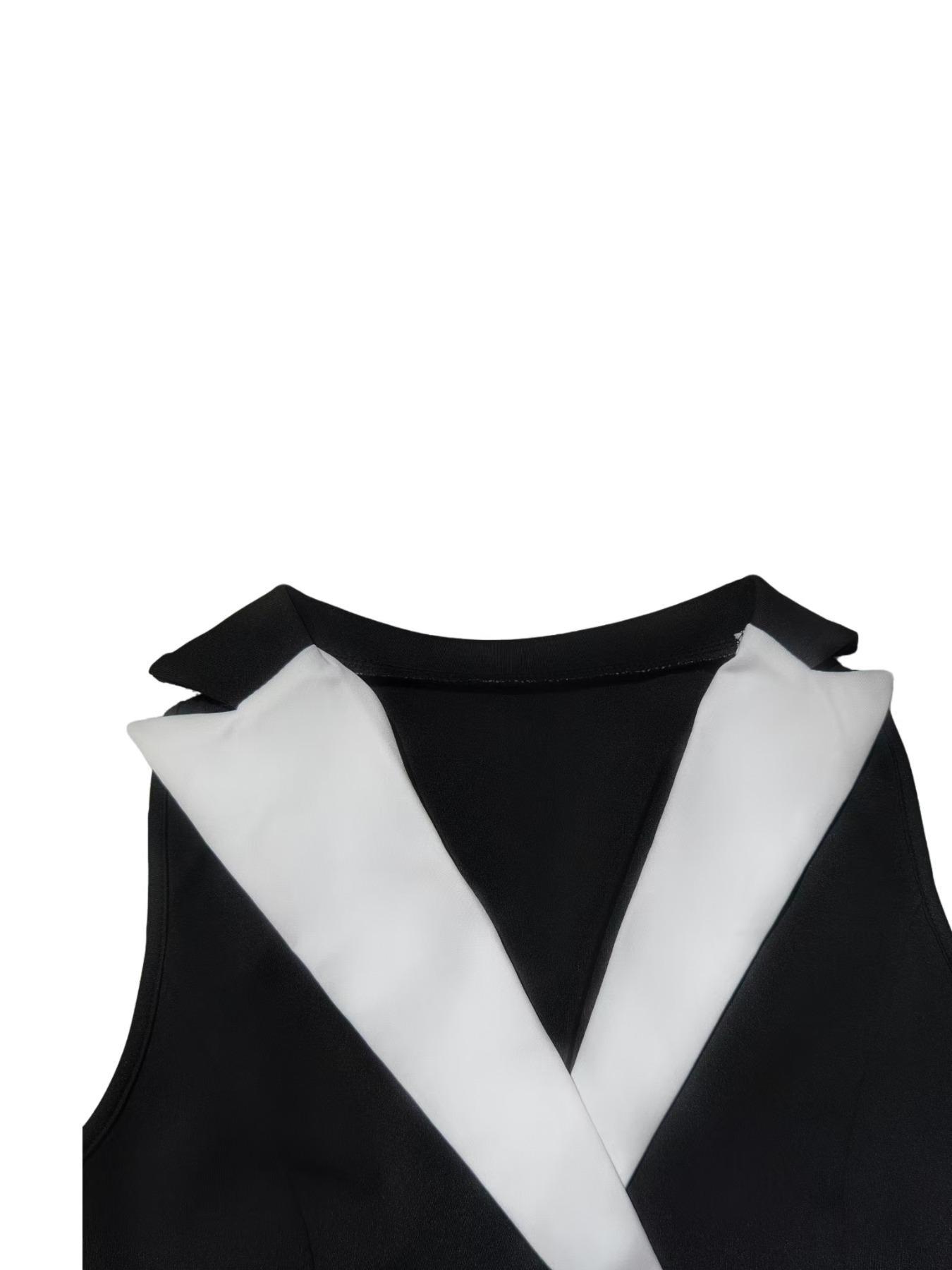 Women's Colorblock Dress, Casual Sleeveless Short Dress for Work Office Business, Ladies Summer Clothes