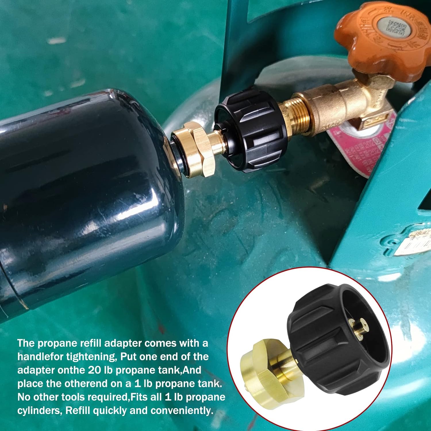 Propane Refill Adapter for 1lb Tanks, Propane Tank Refill Adapter, Propane Grill, Fill 1 Pound Bottles from 20lb Tank, Refill Adapter Tool