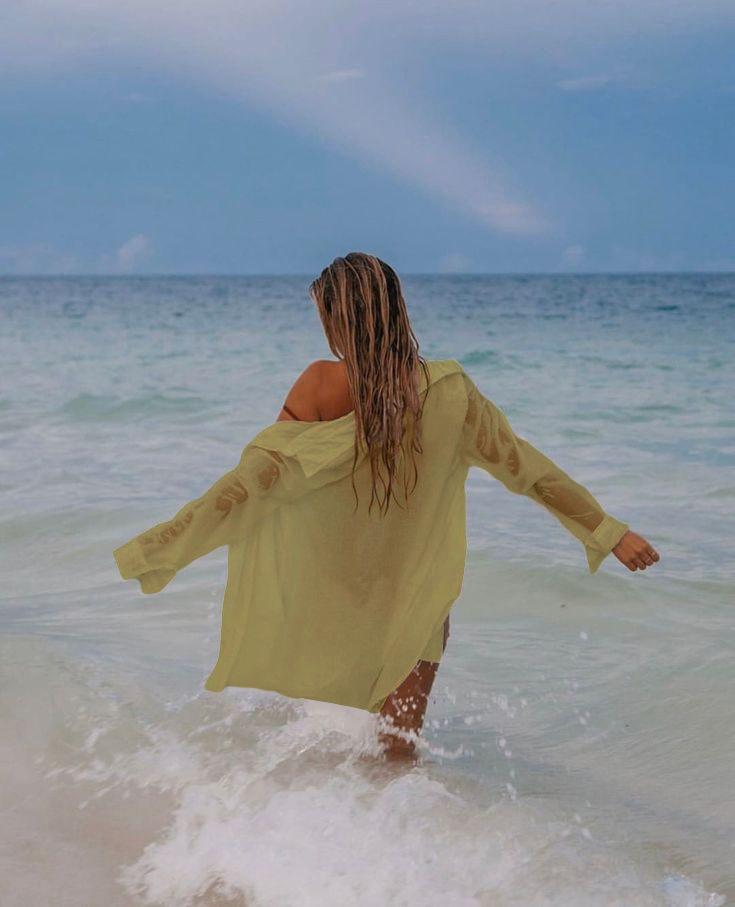 Women's Semi-Sheer Tie-Front Beach Cover Up Shirt - Button-Front Collar Blouse with Pocket for Summer Vacation,#ResortWear & Poolside Outfits, Lightweight, Stylish Bikini Sun Protection Shirt for Women, Available in Multiple Colors