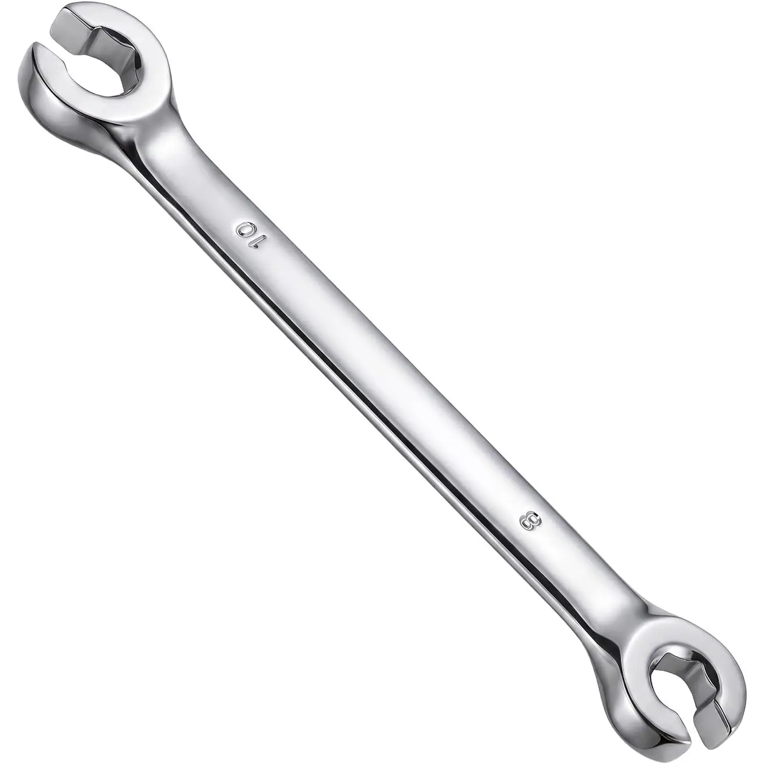 8mm x 10mm Flare Nut Wrench, Double Open End CR-V Chrome Vanadium Steel Metric Line Wrench, 15- Offset Design for  Line  Lines Transmission Repair, Automotive Tool