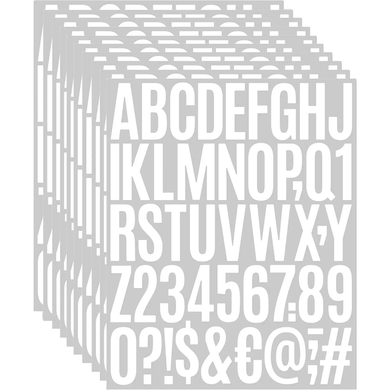 8 Sheets 2 Inch Large Vinyl Letter & Number Stickers Self-Adhesive Alphabet, Mailbox Numbers & Symbols for Bulletin Boards, Crafts, Windows, Doors, Classroom &  Decor(White)