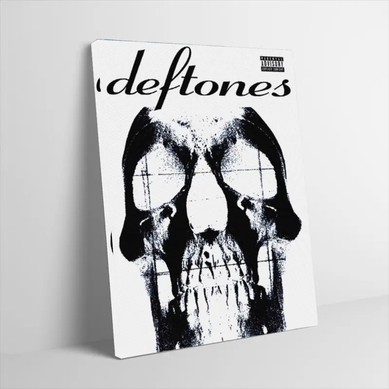 Deftones Skull Poster Canvas Wall Art Retro Album Skull Portrait Layout Design Photo Print Alternative Metal Rock Band Wall Decor for Dorm Room Bedroom Music Studio Unframed