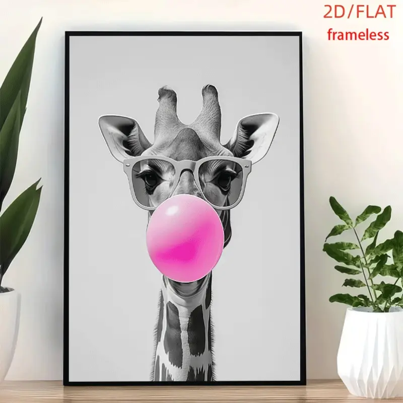 frameless Giraffe Bubble Decal Art Decor Print Poster, Wall Art for Living Room, Bedroom, Office, Dining Room & Bar, Perfect Gift & Home Decor, 12in x 16in