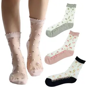 4-6 Pairs Lace Fishnet Socks - Ultra Thin, Elastic, Short Mesh, Sheer Women