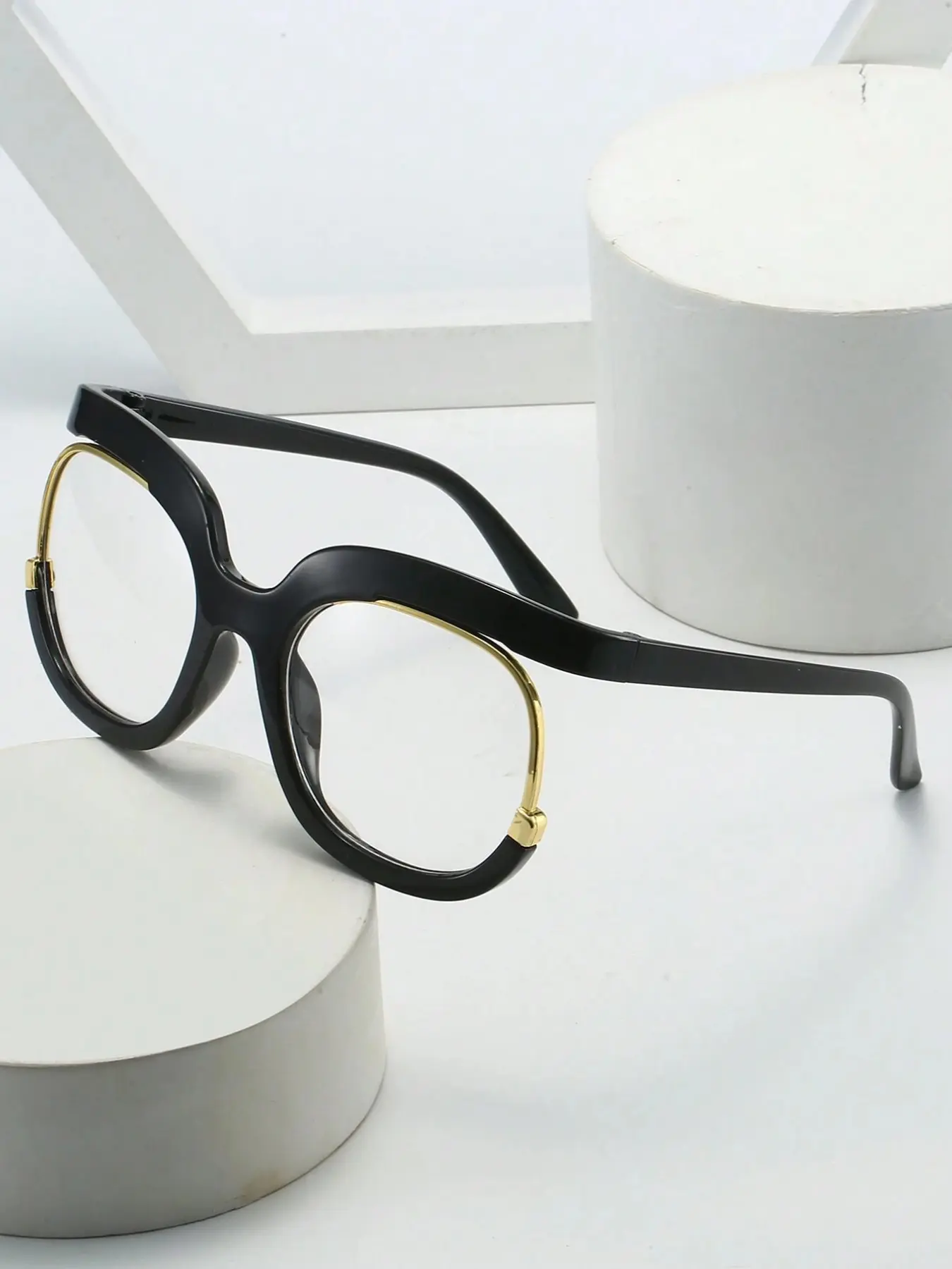 Y2K Oversized Owl Decorative Fashion Flat Mirror Frame Glasses, Preppy Style, Solid Pattern, Non-Color Changing, Party Wear for Women