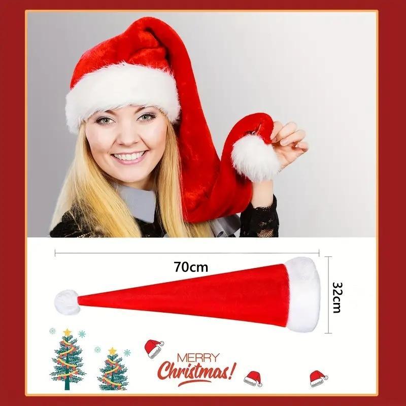 Long Plush Christmas Hat Velvet Cozy Long-Tai Plush Red Christmas Santa Hats New Year'S Holiday Party Supplies New Year 2025