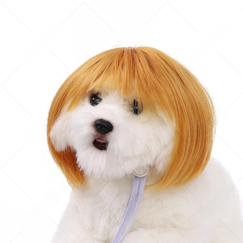 Funny Dog Wig Fashionable Pet Hair Accessory Adjustable Soft Material For Small Dogs Perfect For Parties Halloween Costumes And Cute Pet Photos