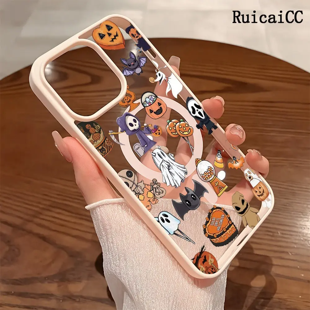 Premium Magnetic Phone Cases for iPhone11/12/13/14/15/16//17/Air/promax/Plus Doodle Halloween Ghost Pumpkin Bat y2k cased MagSafe Ready, Anti-Fall, Springtok and Ultra-Thin Design | Perfect for Everyday Use Protector Screen Protector Aesthetic Resistance