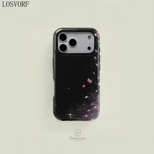 [Magnetic Compatible]Starry Sky Sparkle Pattern Dual-Use Aesthetic Phone Case Cover Casing, Durable Shockproof Protective Fashion Protection for iPhone 11 12 13 14 15 16 17 Pro Max, Samsung Galaxy S25 S24 S23 Ultra Smartphone