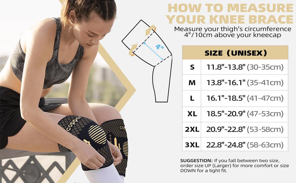 UGEM Copper Knee Braces for Knee Pain Women & Men 2 Pack Compression Sleeve Best Support for Arthritis Pain Meniscus Tear Running Weightlifting Working Out ACL MCL Knee Pain Relief