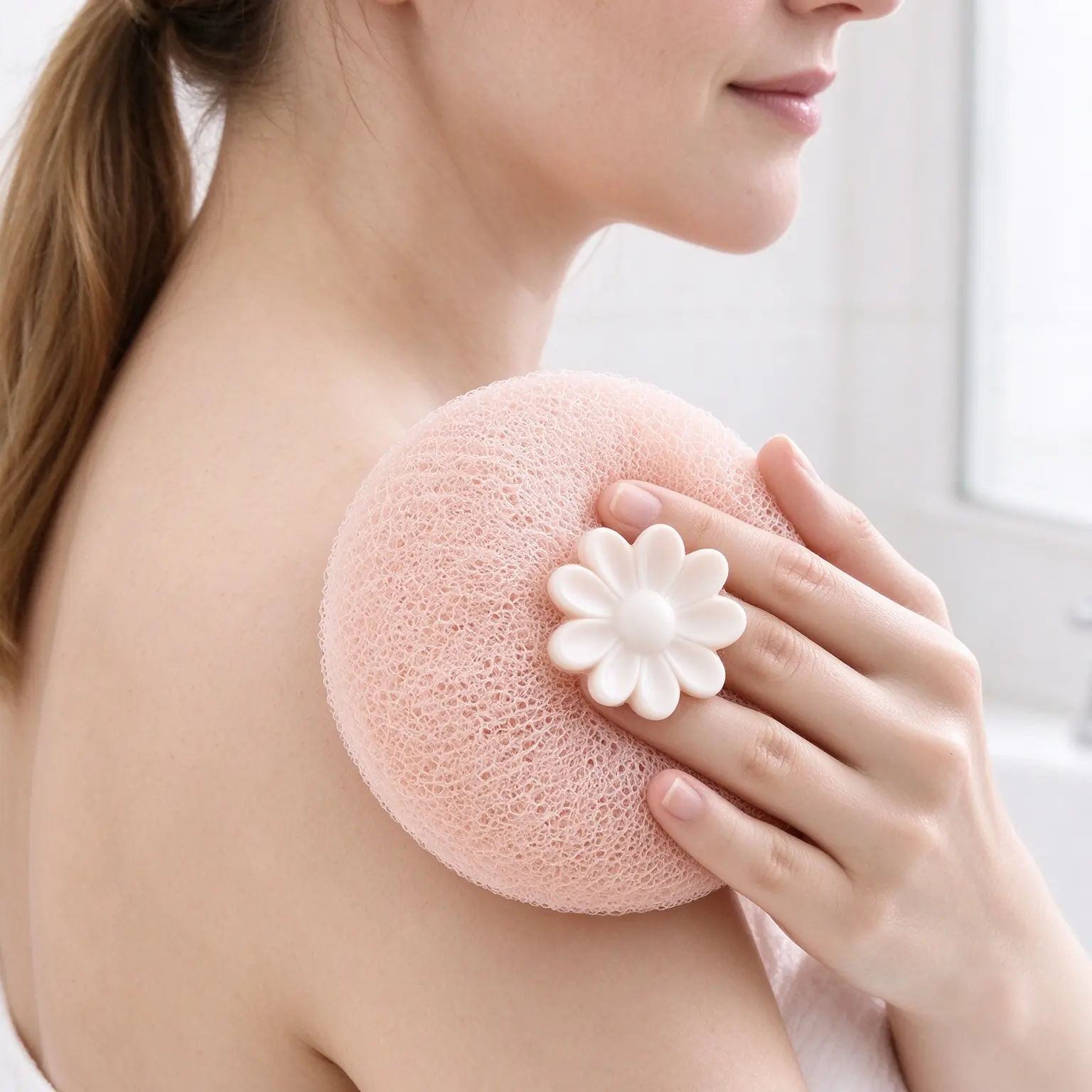 Sunflower Bath Ball , 2-in-1 Sunflower Suction Cup Bath Ball, Super Soft Exfoliating Bath Sponge Body Brush, Shower Loofah Sponge