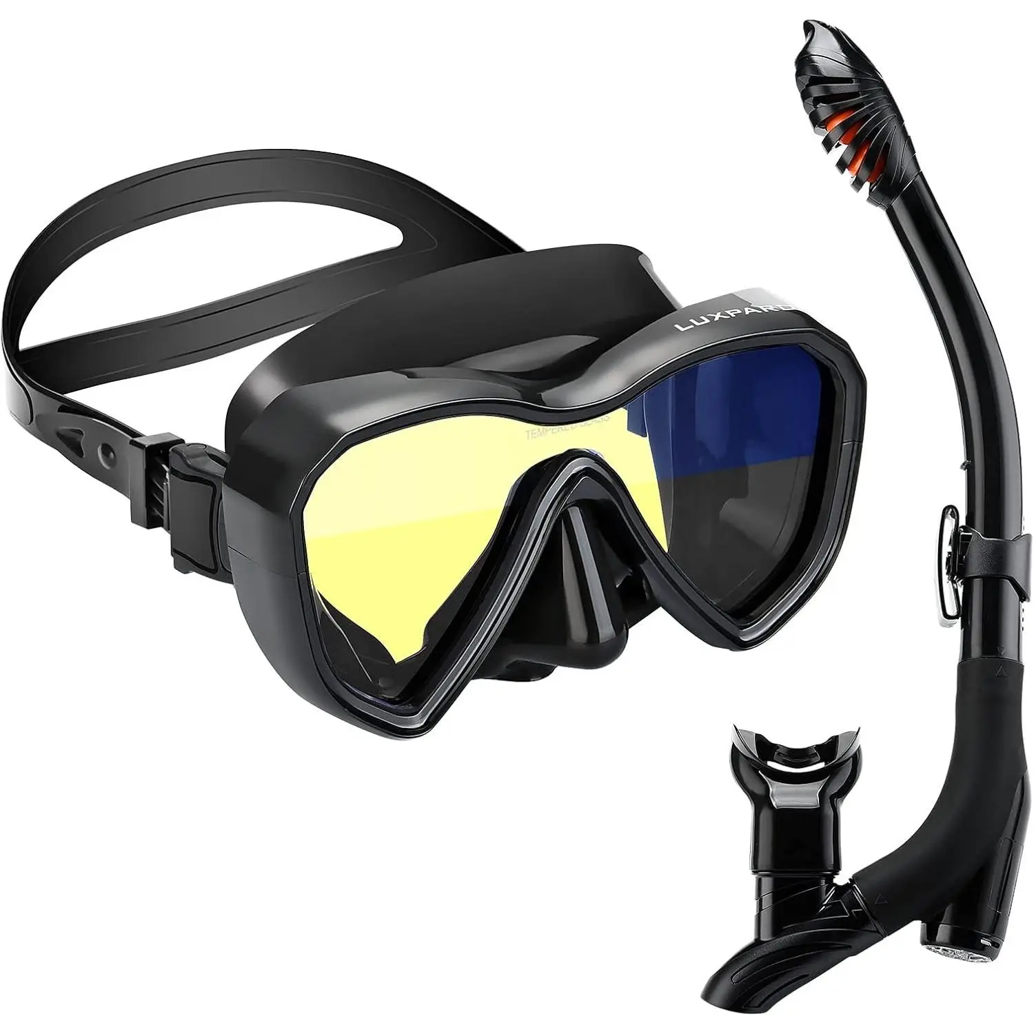 Snorkel Set, Anti-Fog Panoramic View Snorkel Mask and Anti-Leak Dry Snorkel Tube, Snorkeling Gear for Adults, Snorkel Kit Bag Included