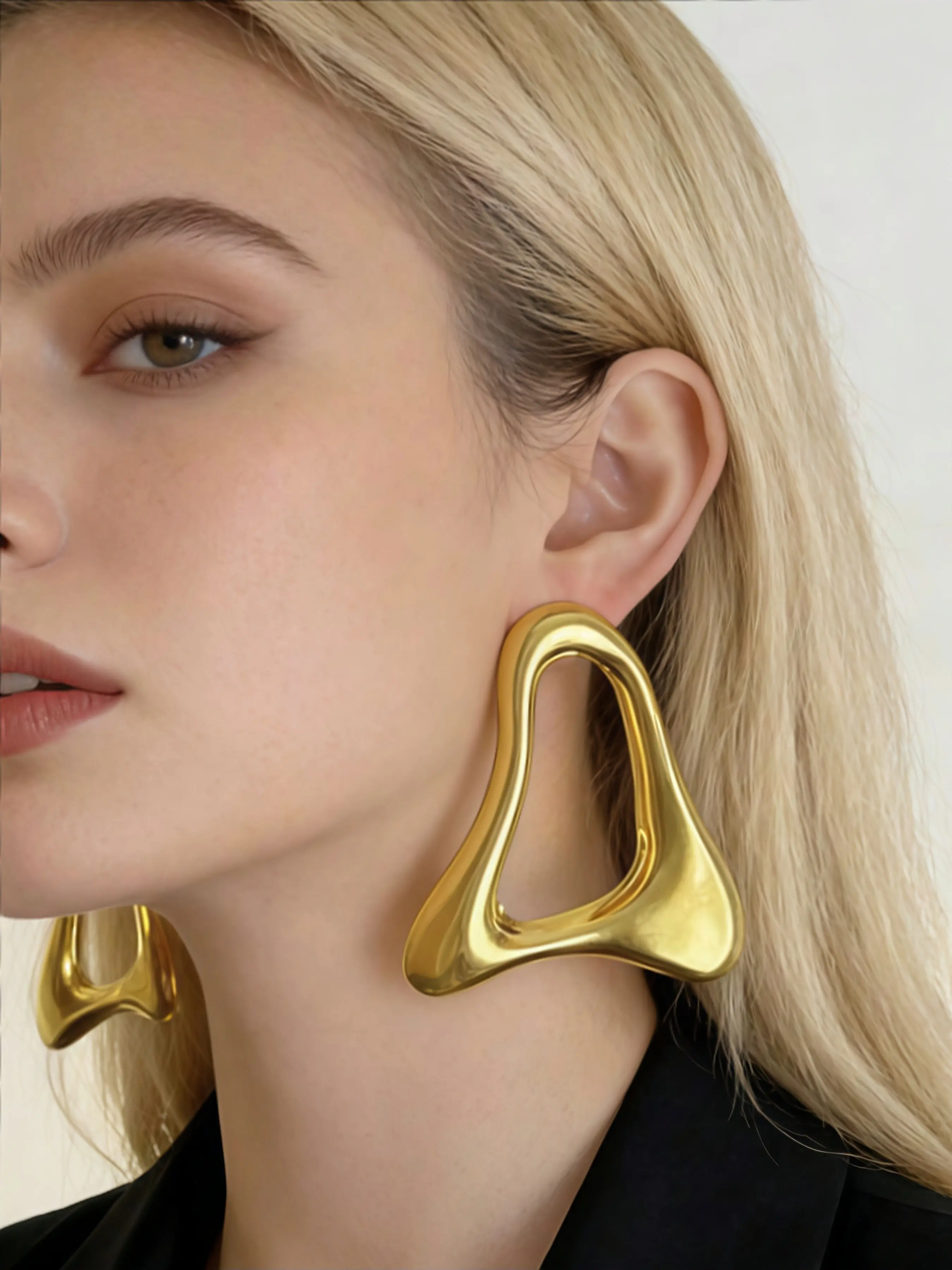 Elegant Vintage Hollow Triangle Earrings, Unique Design Luxury Jewelry, Perfect for Women, Stylish and Timeless Accessory