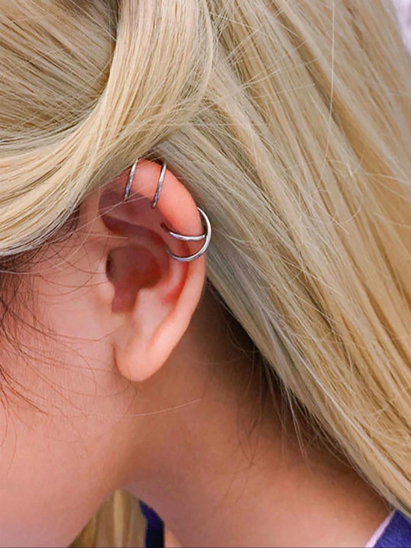 3 Pairs of Minimalist No-Pierce Clip-On Earrings, Unisex Stainless Steel Fashion Ear Plugs, Gender-Neutral Non-Piercing Accessories, Non Piercing Jewelry