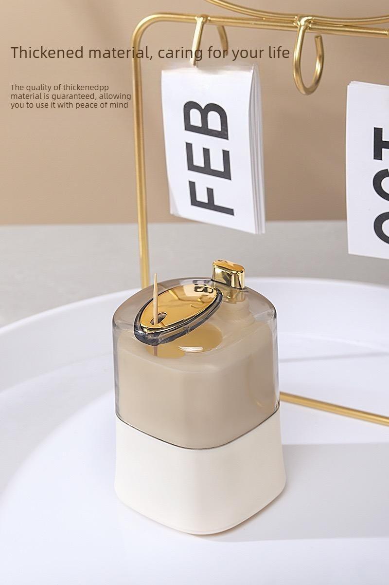 2PCS New type of push-button automatic toothpick holder, high-value cartoon toothpick bottle for home use, living room toothpick container