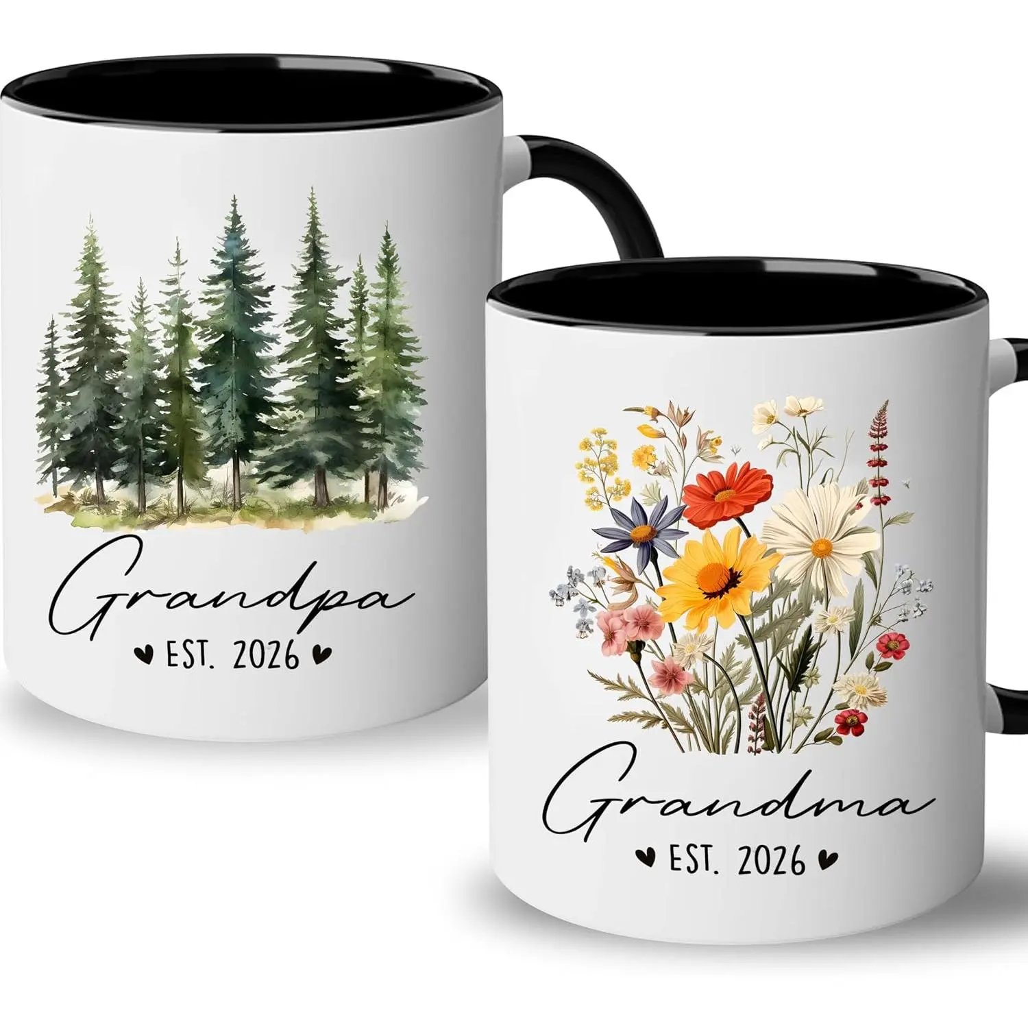 Announcement for Grandparents - Promoted to Grandma and Grandpa Mugs -  Grandparents Gifts First Time 2026 - Grandparents  Announcement Accent Set Mugs