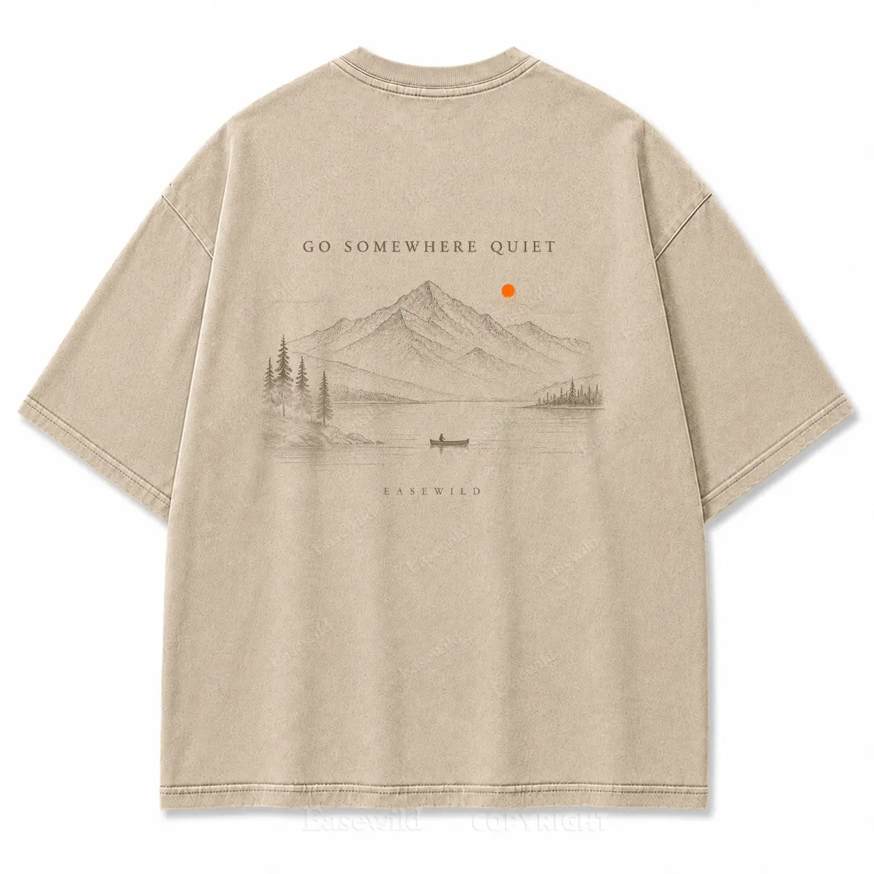 Easewild Quiet Alpine Lake Washed Back Print Tee