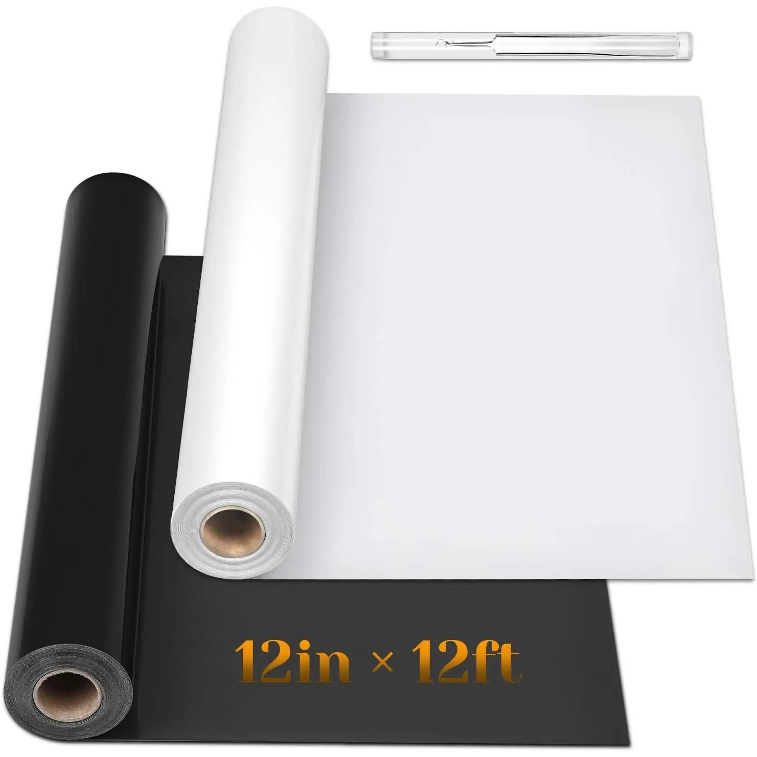 12" x 24ft Heat Transfer Vinyl Rolls,  2 Rolls  HTV Iron  Vinyl for Shirts, Compatible with   Machine, Easy to Cut & Weed (12 Inches by 12  Per Roll)