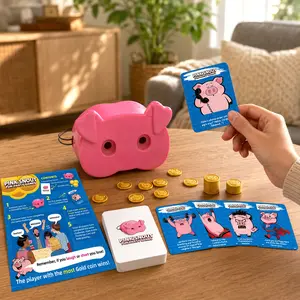 PINKSNOUT Pig Nose Sound Mask Party Game - 5 Pack + 60 Gold Coins, Funny Laugh Challenge Board Game for Kids & Adults, Family Party Icebreaker, Screen-Free Interactive Toy, Halloween Christmas Birthday Gift