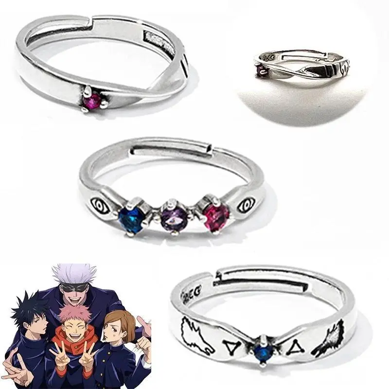 Anime Jujutsu Kaisen Fashion  Rings Satoru Gojo Geto Suguru Fushiguro Toji sliver Adjustable  Ring  Cosplay party Accessories