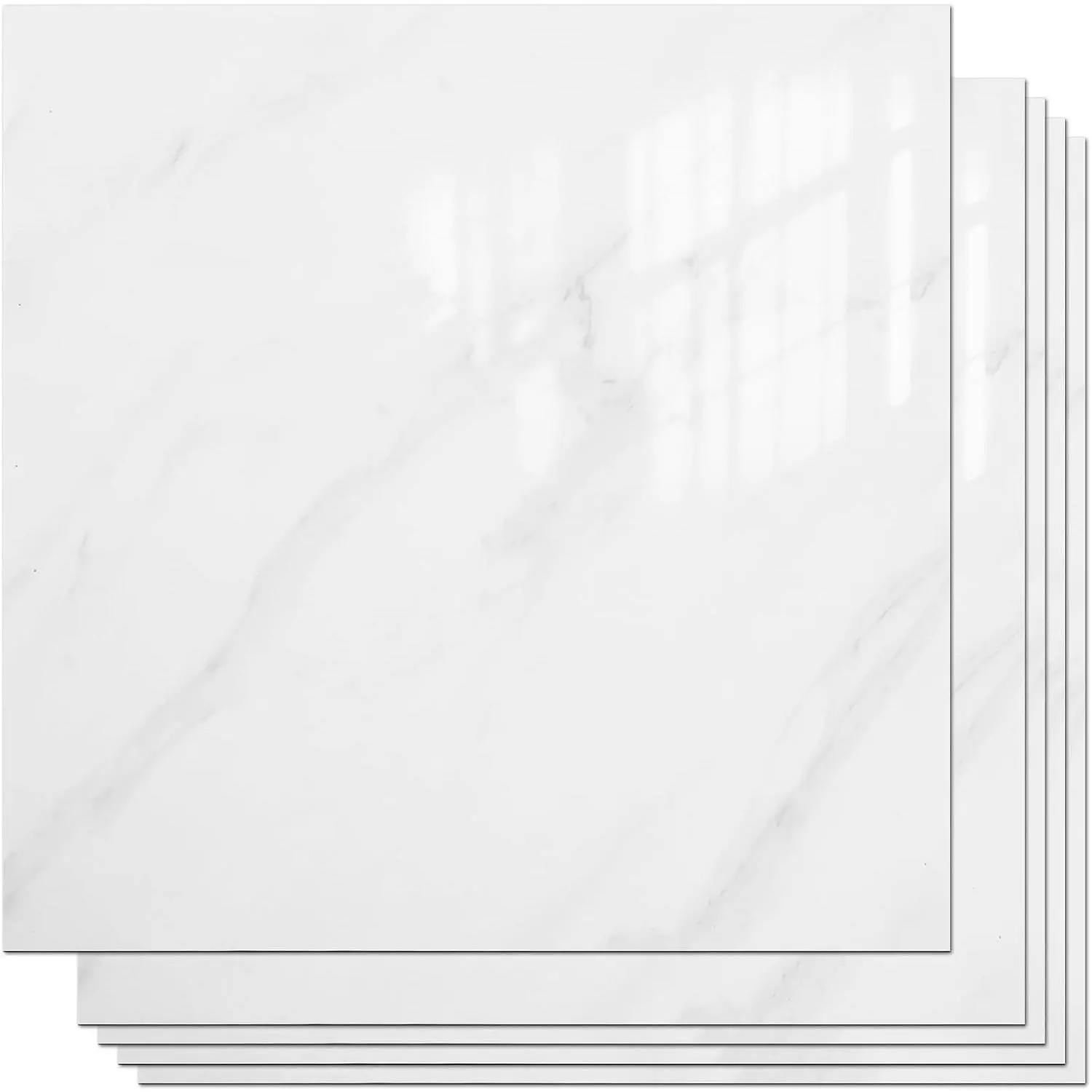 Peel and Stick Backsplash Tiles 20 Sheets 12''x12'' PVC Self Adhesive Wall Tiles  Splash Wall Panels Stick  Backsplash for Kitchen Bathroom Laundry Room, White