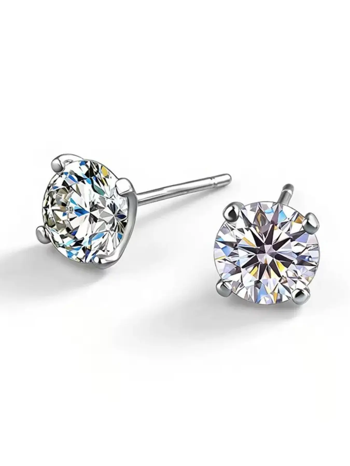 D Color Vvsi Moissanite Earrings, Four Claw Setting, S925 Silver, Fashion Jewelry, All Seasons, Charming Design, Lightweight