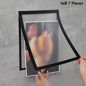 7-Piece A4 Magnetic Self-Adhesive Frames, Portable Wall-Mounted Plastic Photo Display, Ideal for Photos, Magnetic Whiteboard, Minimalist Decor