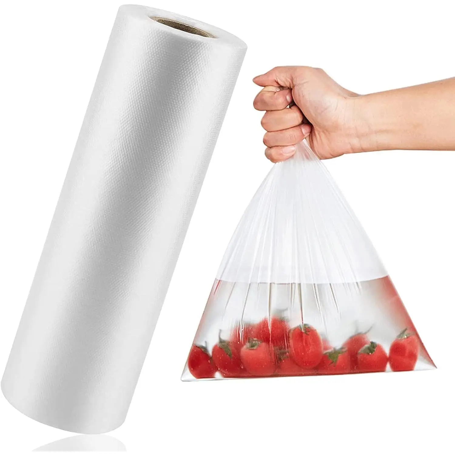 12'' x 16'' Plastic Produce Bags on a Roll, Clear, Food Storage Bags for Bread, Vegetable, Fruits and Meat, 350 Bags/Roll