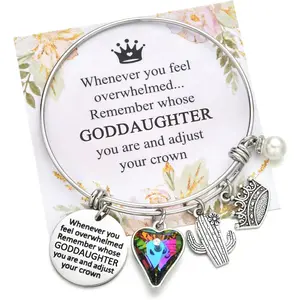 Christmas Gifts for Aunt Mom Godmother Grandma Bonus Mom, Inspirational Charm Bracelets for Niece Sister Goddaughter Granddaughter Birthday Bangle  Gifts for Women Teen Girls