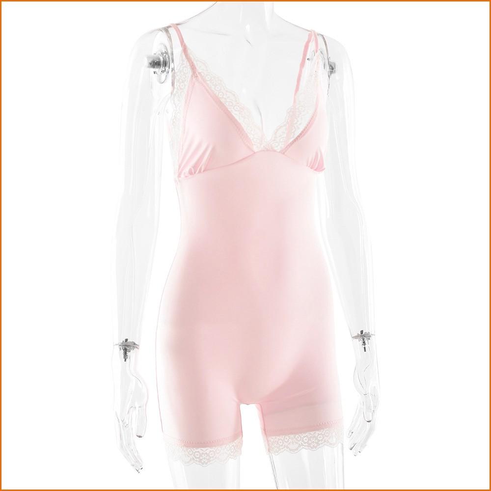 KODA & CO 04 Lace Trim Sleeveless Bodysuit For Women  Adjustable Spaghetti Strap High Waist Sexy Shapewear