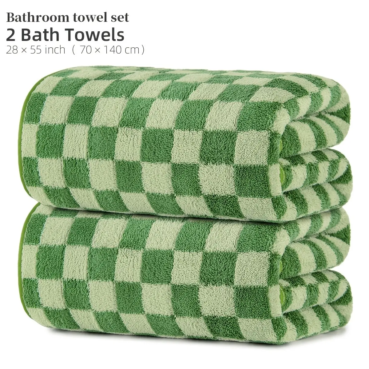 2 Large Bath Towels, High-Quality Bath Towels with Checkerboard Pattern Super Soft And Fluffy, Strong Water Absorption, Quick Drying, Lightweight | Suitable for Home, Hotel, Spa Center, Outdoor Use, Decoration, Good Choice for Gifts