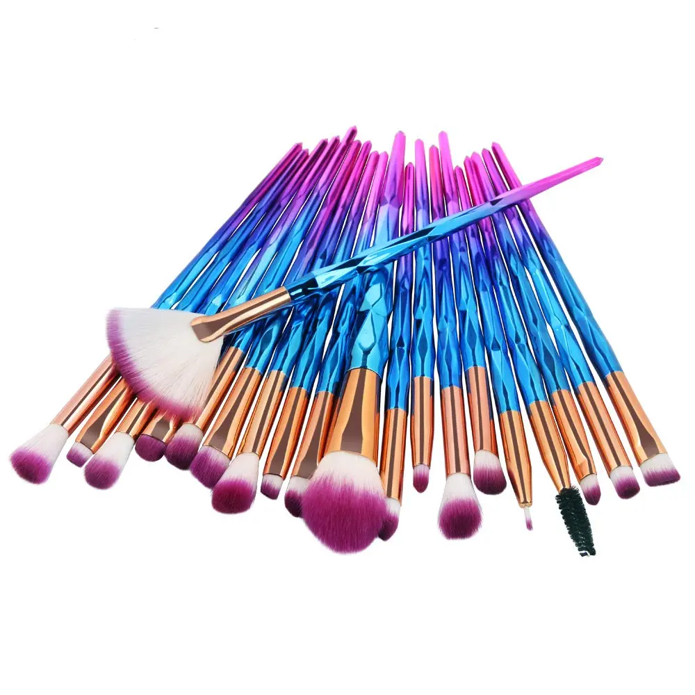 20-Piece Makeup Brush Set with Soft Nylon Bristles, Professional Face Make-up Kit for Gentle Application, Purple with Gradient Colors