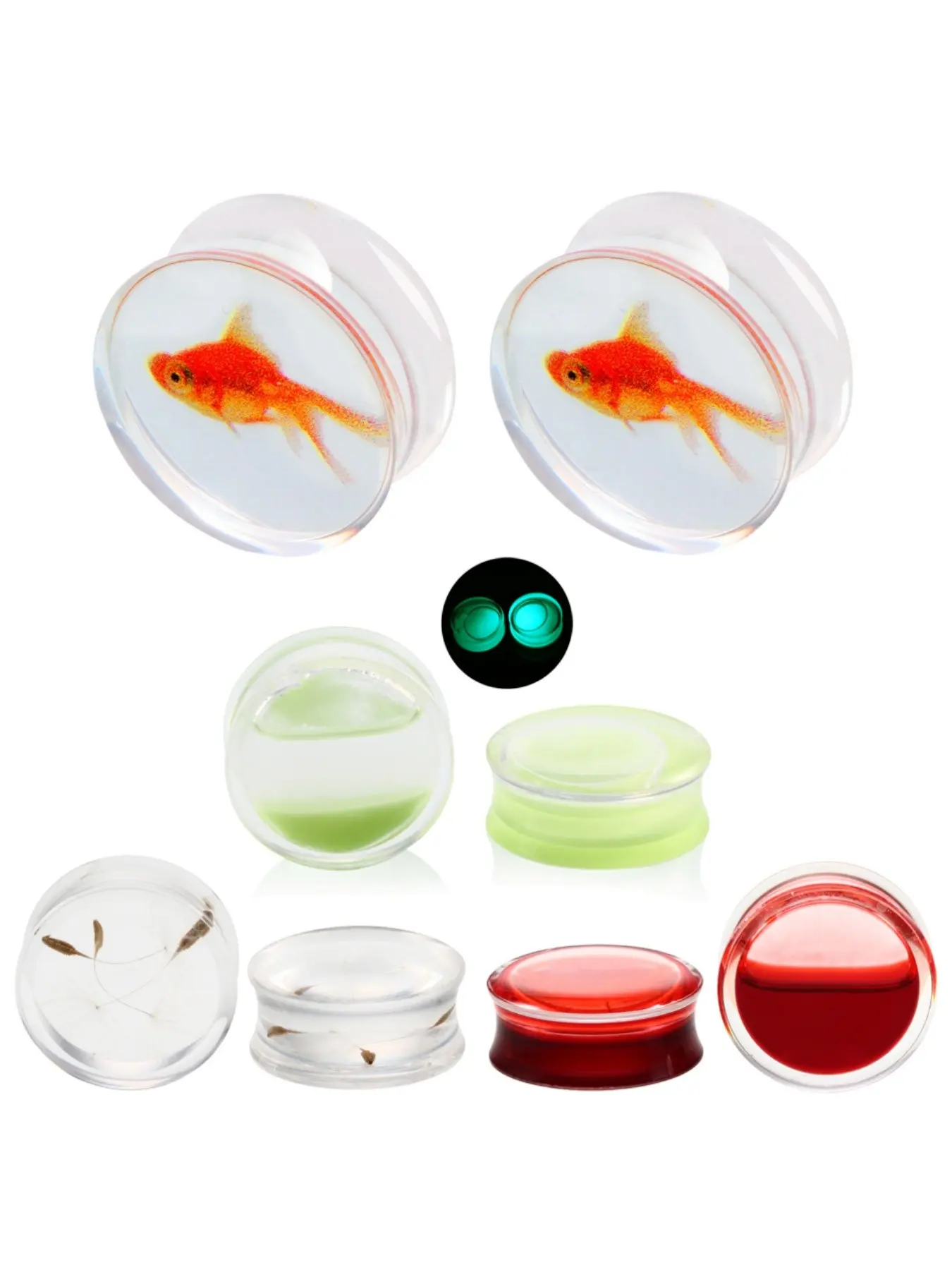 2pcs/lot Liquid Ear Gauges Acrylic Ear Flesh Tunnel Plug Multiple Styles Earlet Gauges Expander Piercings Body Jewelry