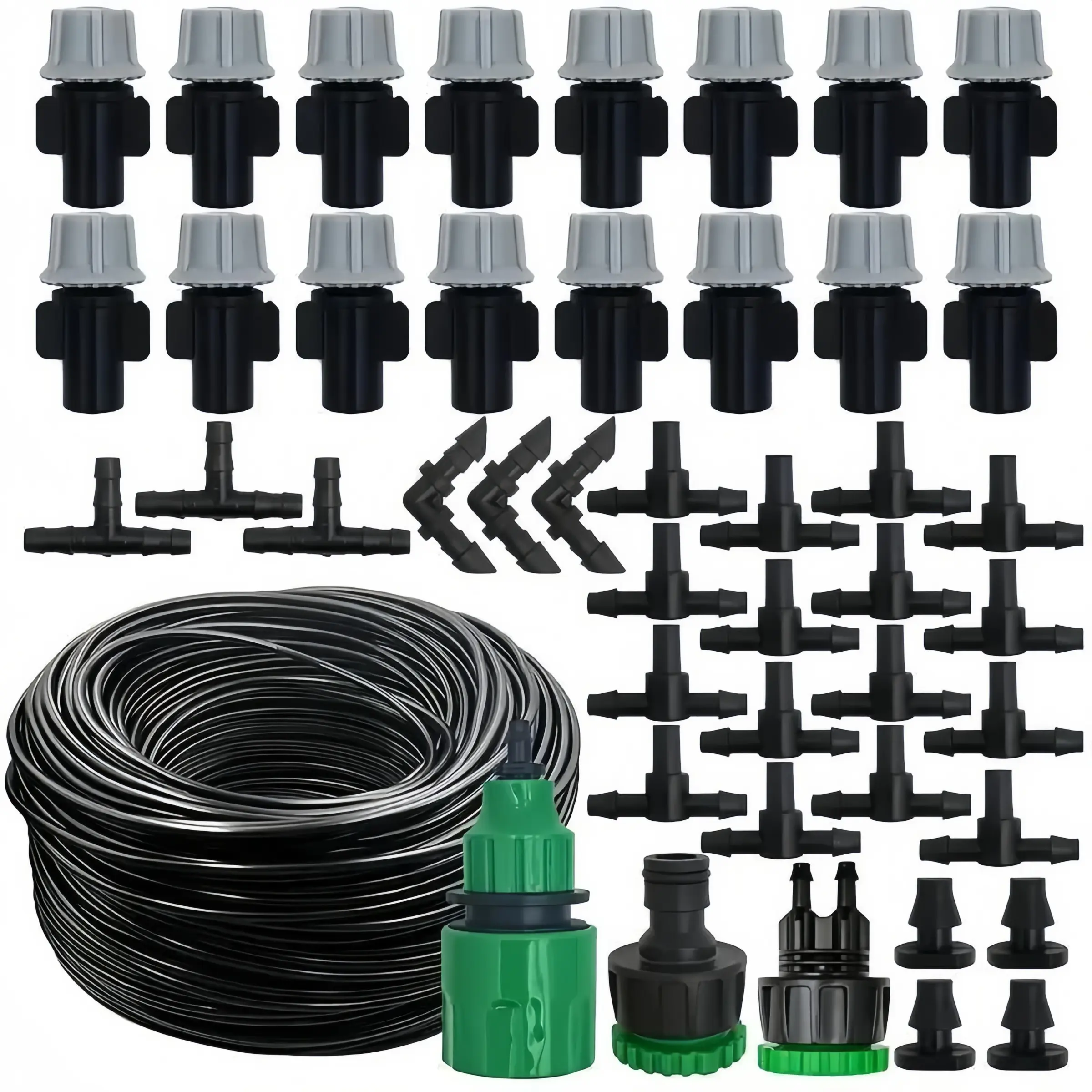 Automatic Watering Irrigation System, Portable Misting Fog Nozzles, Garden Hose Spray Head with 4/7mm Tee Connector, Universal Watering Supplies