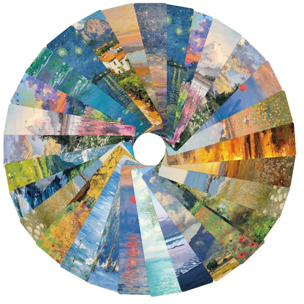 Oil Painting Landscape Pattern Bookmark, 24pcs/set Creative Paper Bookmark, Reading Bookmark for Home School Office Dormitory